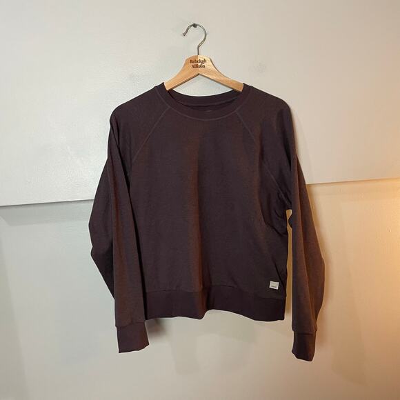 Vuori Halo Crew Brown Women's LARGE DreamKnit Pullover Sangria Heather EUC - Picture 6 of 15